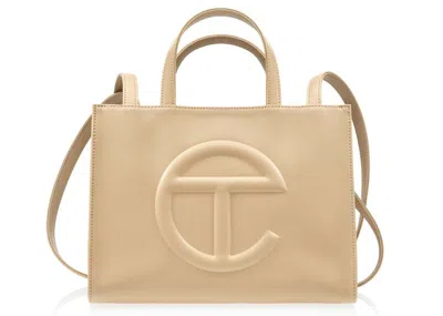 Pre-owned Telfar Shmedium Shopping Bag In Cream In White