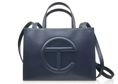 Pre-owned Telfar Shmedium Shopping Bag In Navy Blue