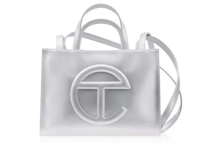 Pre-owned Telfar Shmedium Shopping Bag In Silver