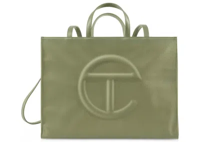 Pre-owned Telfar Shopping Bag Large In Drab In Brown
