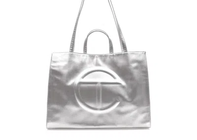 Pre-owned Telfar Shopping Bag Large In Silver
