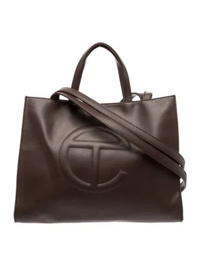 Pre-owned Telfar Signature Vegan Leather Shopping Bag Medium In Brown