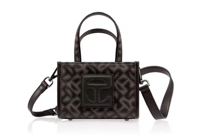 Pre-owned Telfar Small Jacquard Shopper In Black Monogram