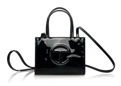 Pre-owned Telfar Small Patent Shopping Bag In Black