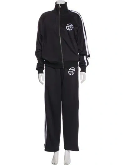 Pre-owned Telfar Striped Embroidered Accent Pant Set In Gray