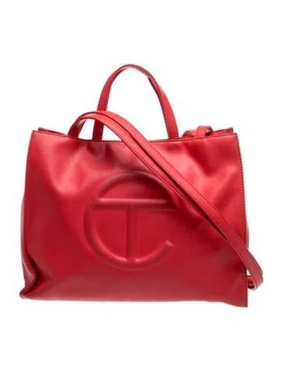 Pre-owned Telfar Vegan Leather Bucket Bag In Red