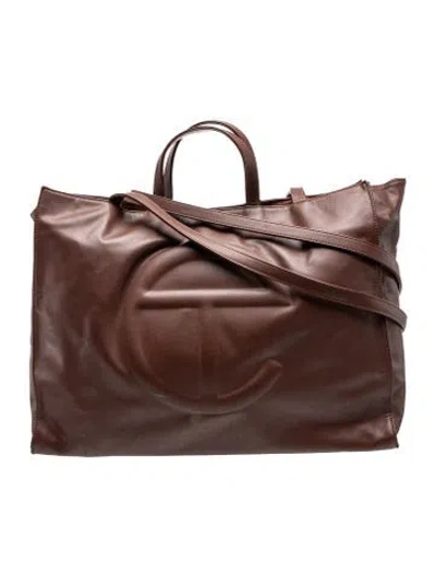 Pre-owned Telfar Vegan Leather Chocolate Shopping Bag Large In Brown