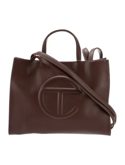 Pre-owned Telfar Vegan Leather Chocolate Shopping Bag Medium In Brown