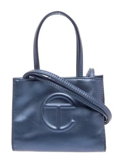 Pre-owned Telfar Vegan Leather Cobalt Bag Small In Blue/metallic
