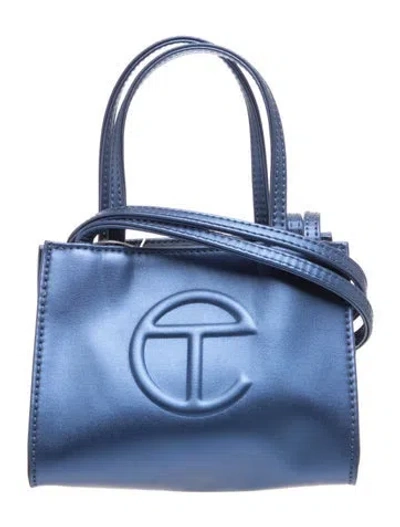 Pre-owned Telfar Vegan Leather Cobalt Shopping Bag Small W/ Tags In Blue/metallic