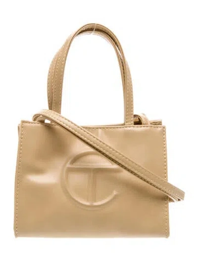 Pre-owned Telfar Vegan Leather Cream Shopping Bag Small In Neutral