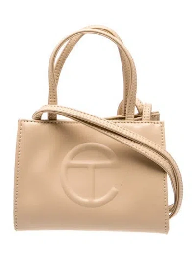 Pre-owned Telfar Vegan Leather Cream Shopping Bag Small In Neutral