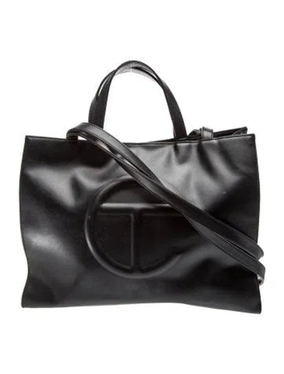 Pre-owned Telfar Vegan Leather Crossbody Bag In Black