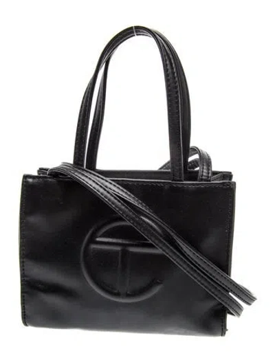 Pre-owned Telfar Vegan Leather Crossbody Bag In Black