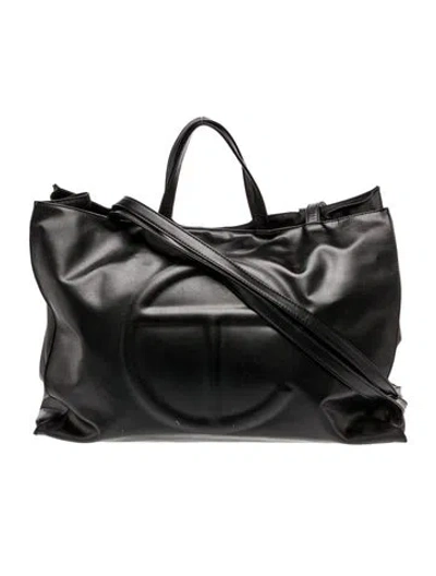 Pre-owned Telfar Vegan Leather Crossbody Bag In Black