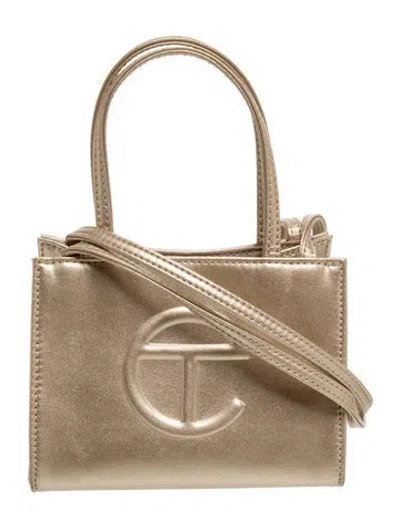 Pre-owned Telfar Vegan Leather Crossbody Bag In Brown/metallic