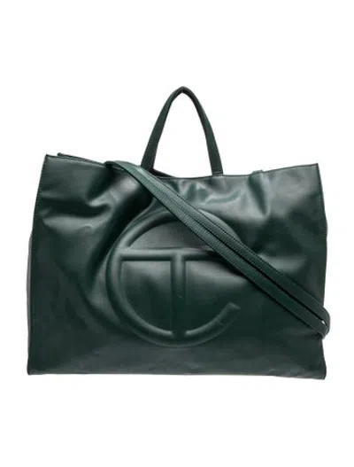 Pre-owned Telfar Vegan Leather Crossbody Bag Large In Green