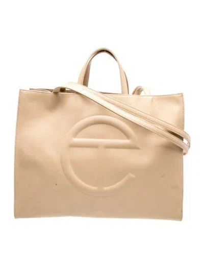 Pre-owned Telfar Vegan Leather Crossbody Bag In Neutral
