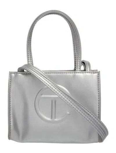 Pre-owned Telfar Vegan Leather Crossbody Bag In Silver