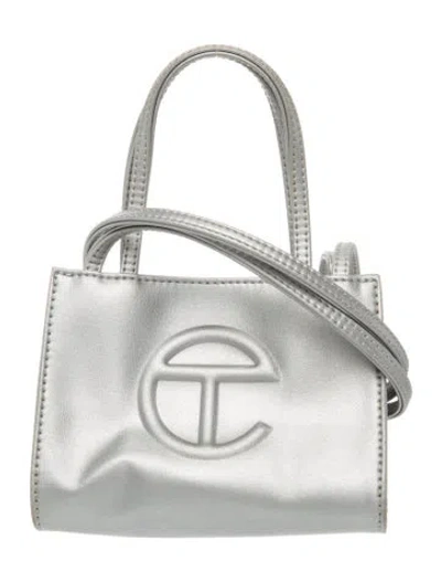 Pre-owned Telfar Vegan Leather Crossbody Bag In Silver