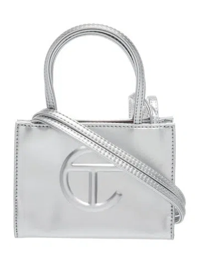 Pre-owned Telfar Vegan Leather Crossbody Bag Small In Silver