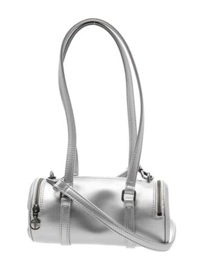 Pre-owned Telfar Vegan Leather Crossbody Bag W/ Tags In Silver