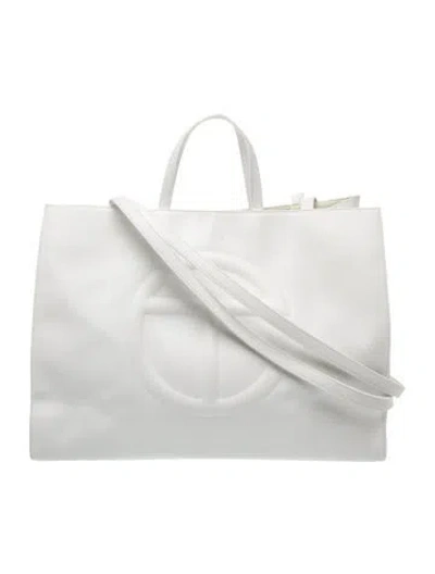 Pre-owned Telfar Vegan Leather Crossbody Bag In White