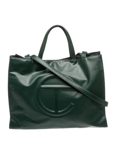 Pre-owned Telfar Vegan Leather Dark Olive Medium In Green
