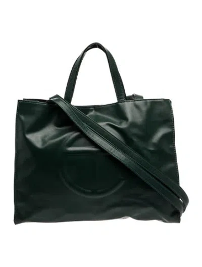 Pre-owned Telfar Vegan Leather Dark Olive Shopping Bag Medium In Green