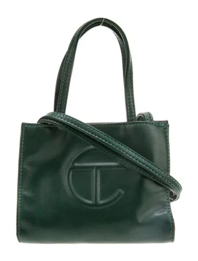 Pre-owned Telfar Vegan Leather Dark Olive Shopping Bag Small In Green