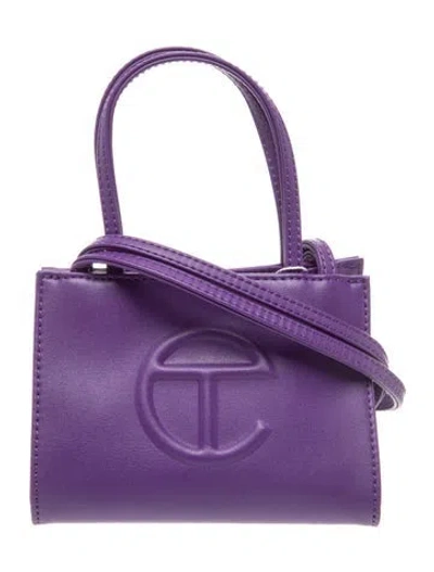 Pre-owned Telfar Vegan Leather Grape Shopping Bag Small In Purple