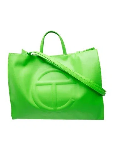 Pre-owned Telfar Vegan Leather Large Highlighter Green Shopping Bag Large