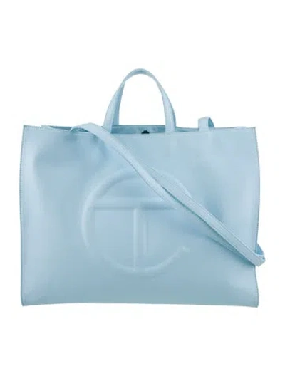 Pre-owned Telfar Vegan Leather Large Pool Blue Shopping Bag Large