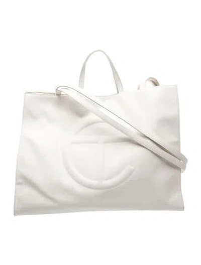 Pre-owned Telfar Vegan Leather Large White Shopping Bag Large