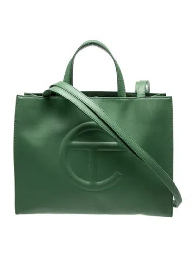 Pre-owned Telfar Vegan Leather Leaf Shopping Bag In Green