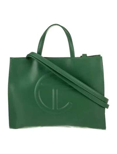 Pre-owned Telfar Vegan Leather Leaf Shopping Bag Large In Green