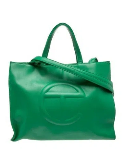 Pre-owned Telfar Vegan Leather Leaf Shopping Bag Medium In Green
