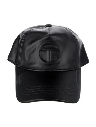 Pre-owned Telfar Vegan Leather Logo Baseball Cap In Black