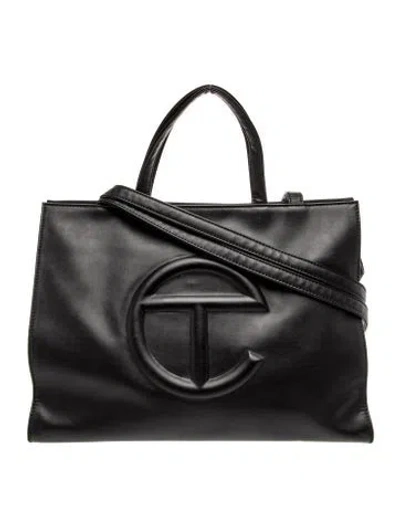 Pre-owned Telfar Vegan Leather Medium Black Shopping Bag Medium