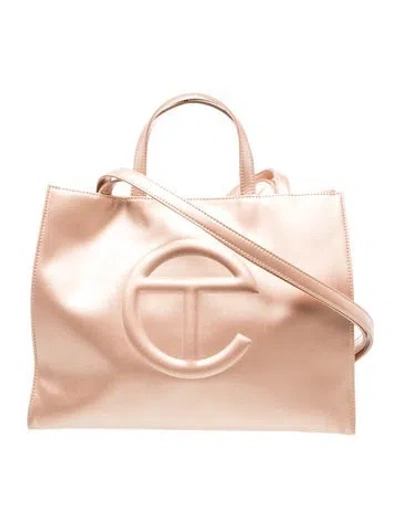 Pre-owned Telfar Vegan Leather Medium Copper Shopping Bag Medium In Pink