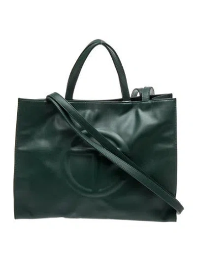 Pre-owned Telfar Vegan Leather Medium Dark Olive Shopping Bag In Green