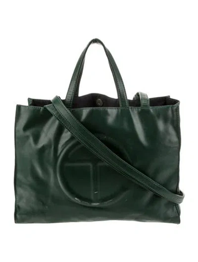 Pre-owned Telfar Vegan Leather Medium Dark Olive Shopping Bag Medium In Green