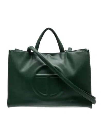 Pre-owned Telfar Vegan Leather Medium Dark Olive Shopping Bag Medium In Green