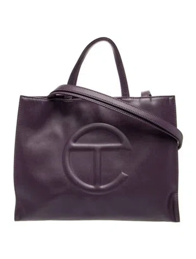 Pre-owned Telfar Vegan Leather Medium Eggplant Shopping Bag Medium In Purple