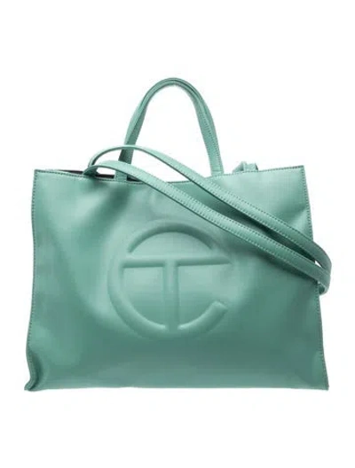 Pre-owned Telfar Vegan Leather Medium Sage Shopping Bag In Green