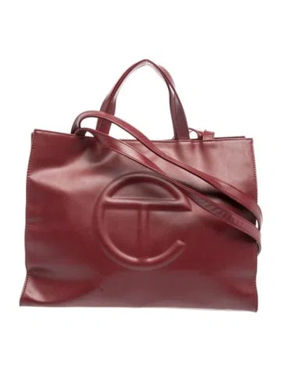 Pre-owned Telfar Vegan Leather Medium Shopper In Burgundy