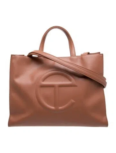 Pre-owned Telfar Vegan Leather Medium Tan Shopping Bag Medium In Brown