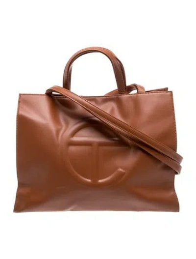 Pre-owned Telfar Vegan Leather Medium Tan Shopping Bag Medium In Brown