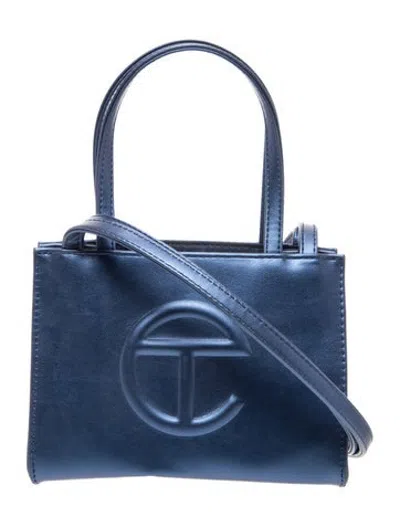 Pre-owned Telfar Vegan Leather Mini Shopping Tote In Blue
