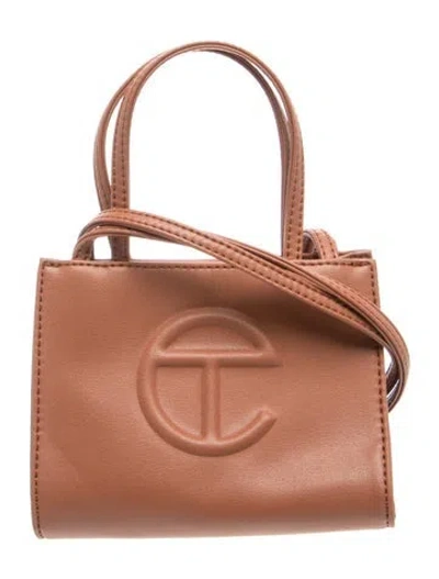Pre-owned Telfar Vegan Leather Mini Shopping Tote In Brown